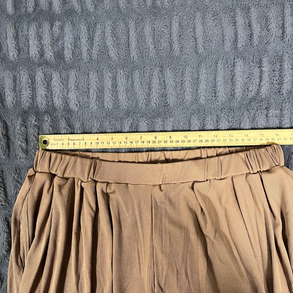 CIDER Ribbed Wide Leg Palazzo Pants Beige Size 1XL Elastic Waist - Picture 6 of 10